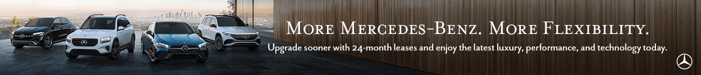 Mercedes-Benz lineup in a city - 24 month lease offers