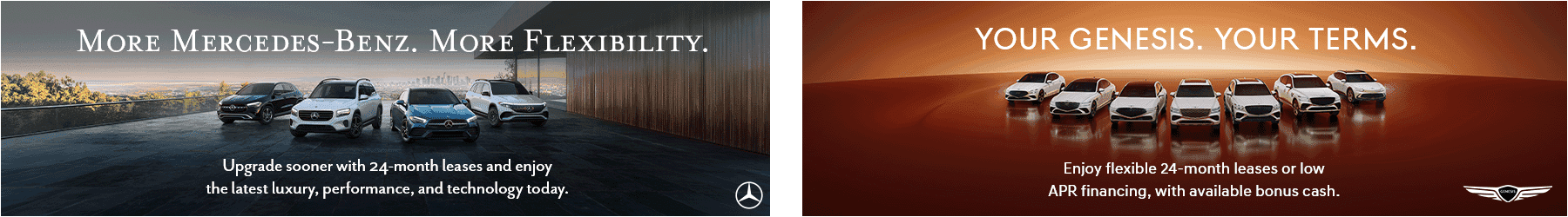 Mercedes-Benz and Genesis lineups - 24-month lease specials on Mercedes-Benz and Genesis