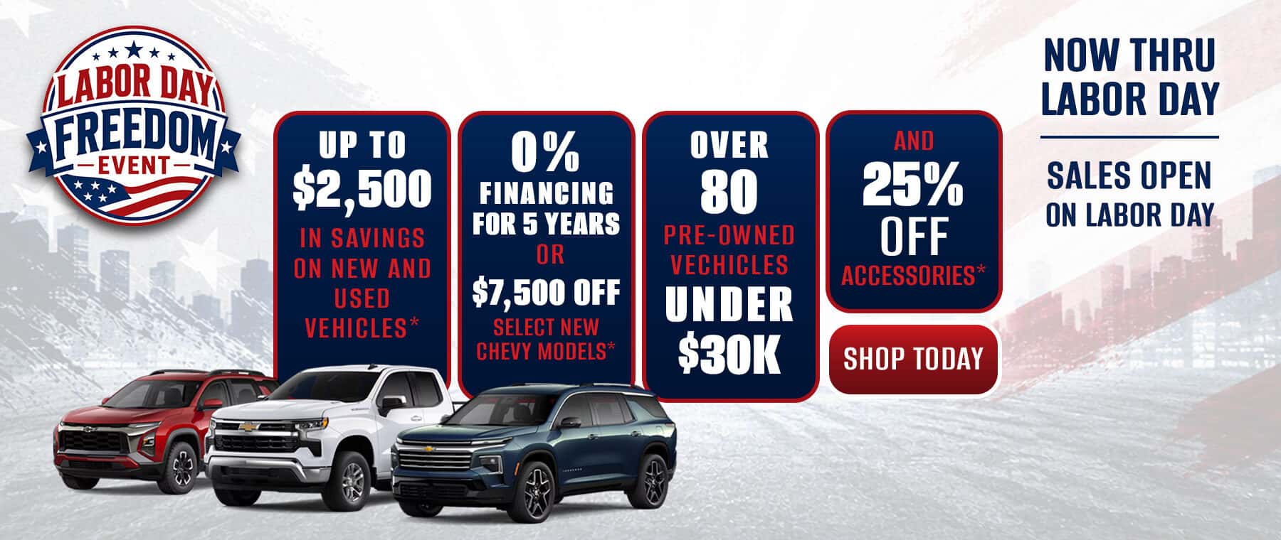 Crabtree's Labor Day Freedom Event is on now through Labor Day!