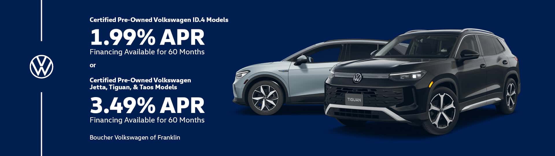 June 2026 - Save on Certified Pre-Owned Volkswagen ID.4, Jetta, Tiguan, & Taos Models in Franklin, WI