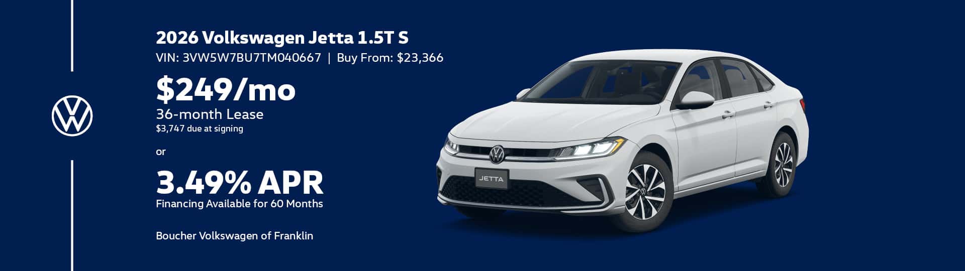 June 2026 - Save on 2026 Volkswagen Jetta 1.5T S Models in Franklin, WI