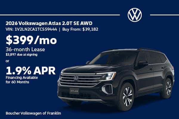 Save on a 2026 Volkswagen Atlas 2.0T SE AWD!