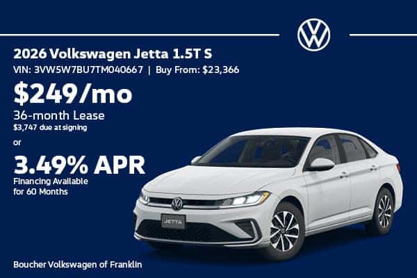 Save on 2026 Volkswagen Jetta 1.5T S Models!