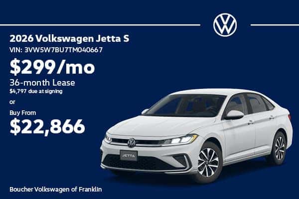 Save on a 2026 Volkswagen Jetta S!