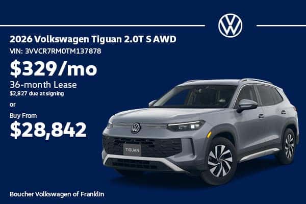 Save on a 2026 Volkswagen Tiguan 2.0T S AWD!
