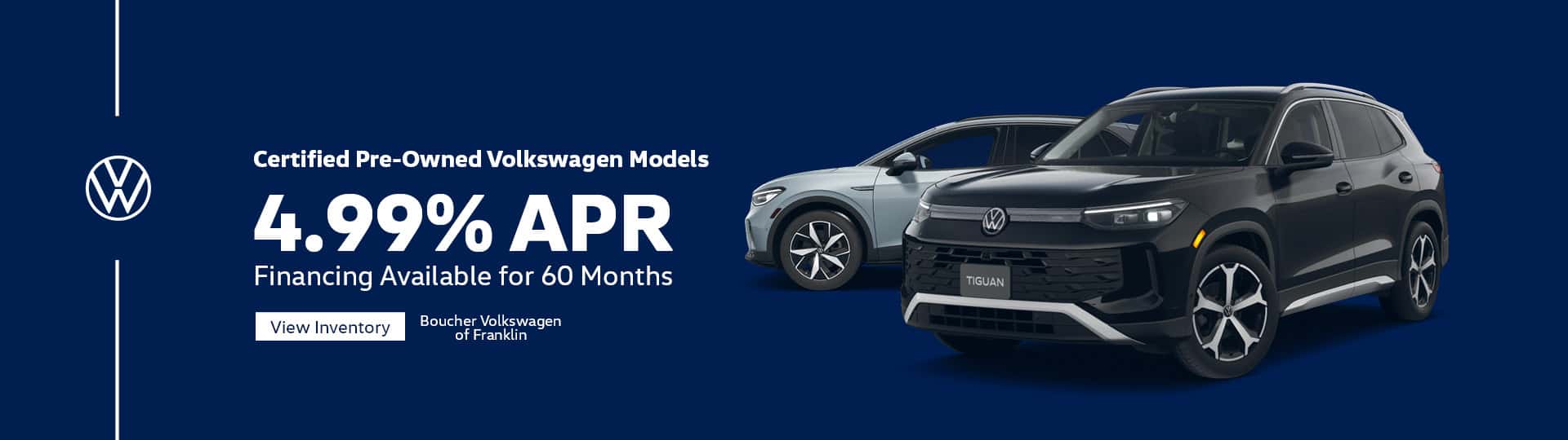 Sept 26 - Get 4.99% APR for 60 on Certified Pre-Owned Volkswagen Models