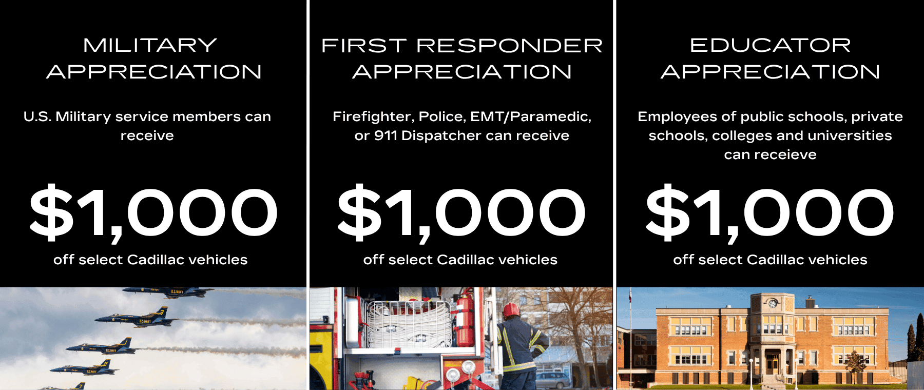 Cadillac Military, First Responder, and Educator Discount