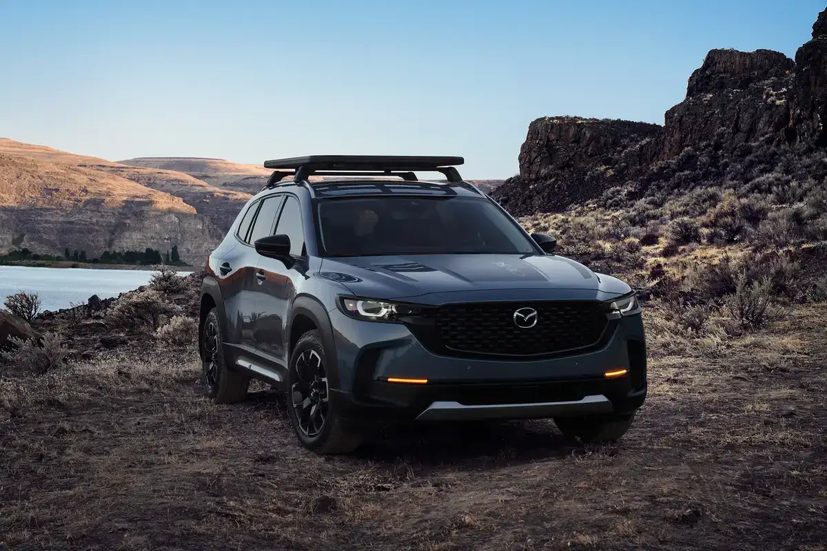 Mazda CX-50 parked near rocky canyon landscape