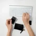 card typing into keyboard