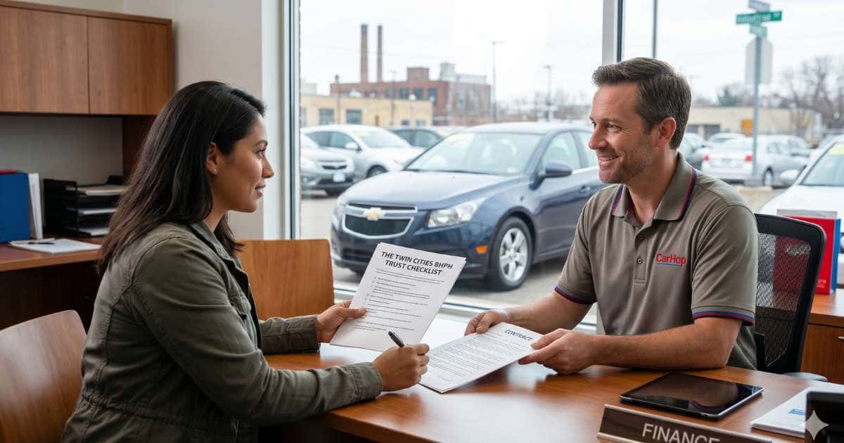 Questions to ask any buy here pay here Twin Cities MN dealer before signing