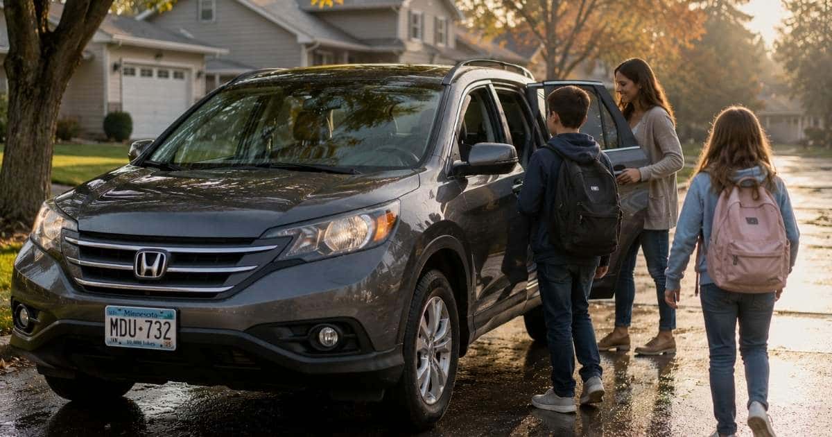 Used car buyer reviewing fees and paperwork in the Twin Cities
