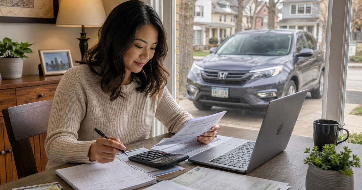 Twin Cities car buyer reviewing credit, income, expenses, and auto financing information