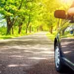 car driving on a sunny spring day