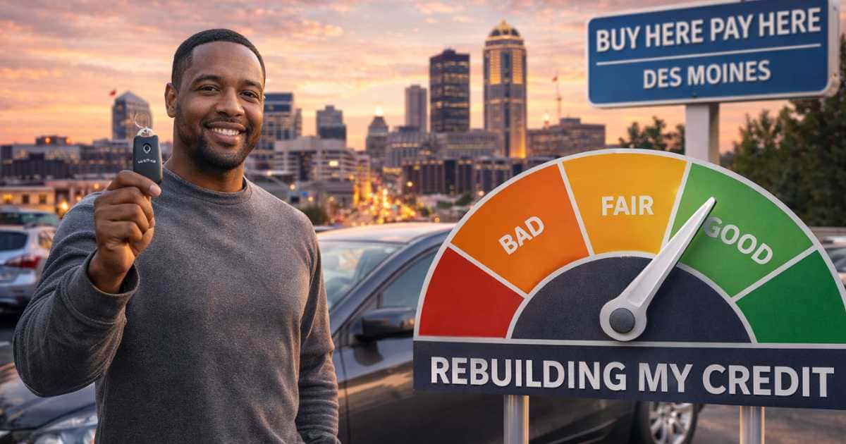Build credit with car loan Des Moines IA through buy here pay here financing
