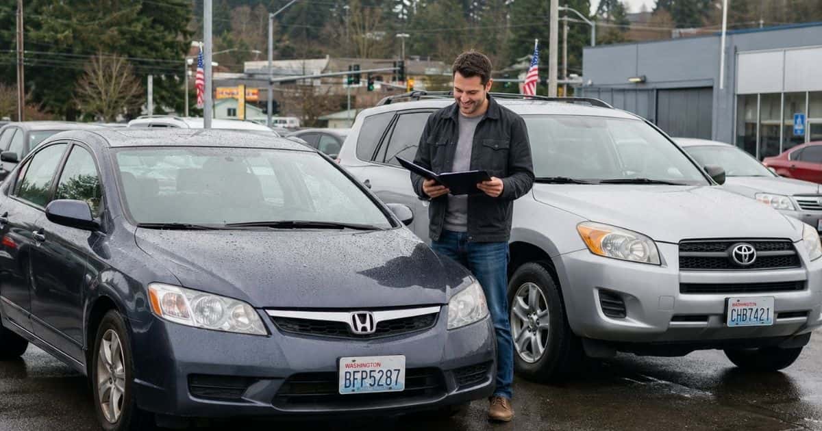 Used vehicles available with low down payment options at a car dealership in Everett, Washington