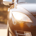 car with headlights on