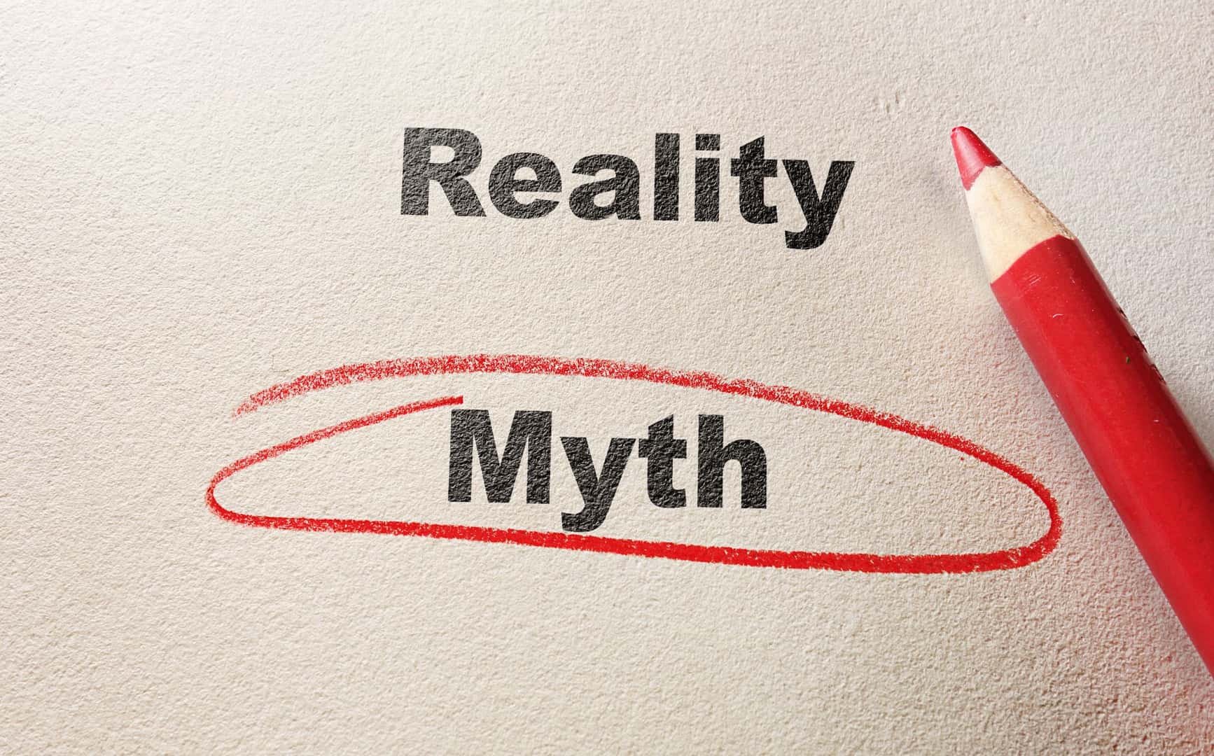 reality or myth with myth circles and red pencil