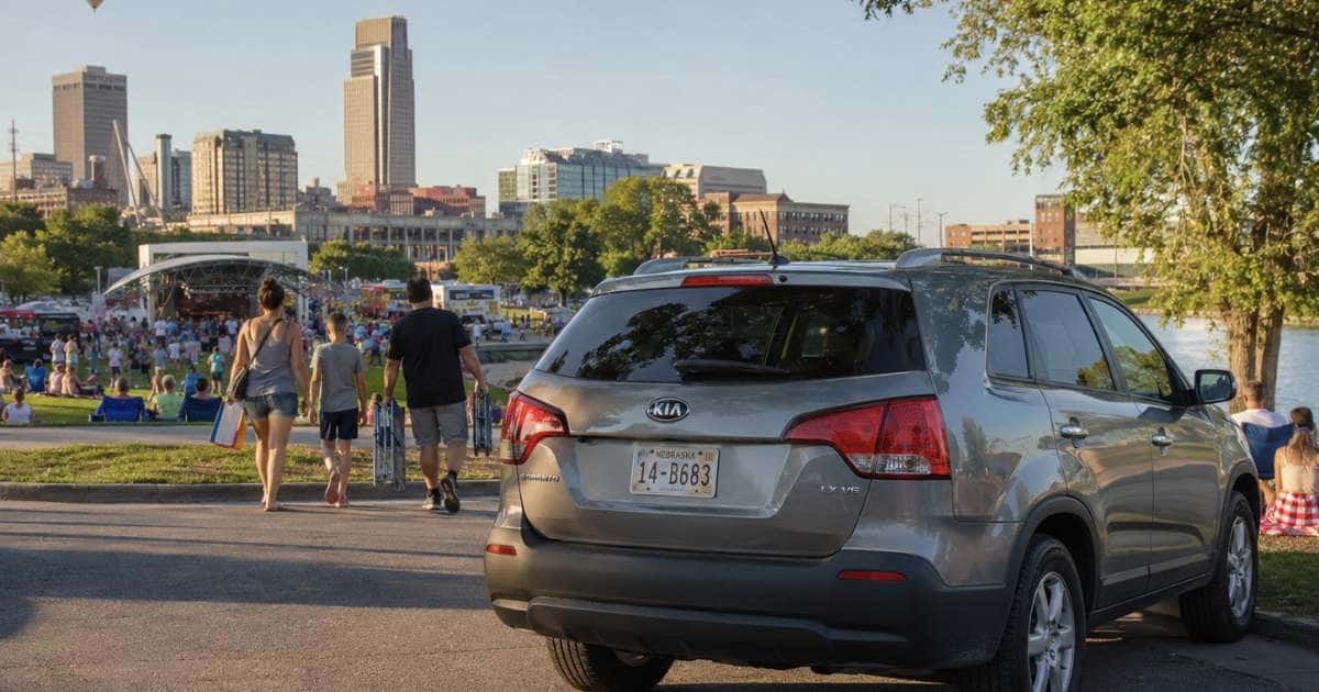 A dependable used vehicle arriving at an Omaha summer festival