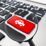 car searching online with a magnifier