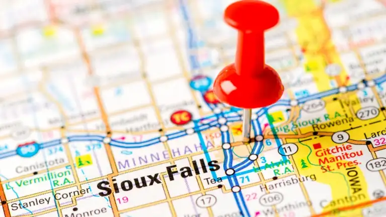 sioux falls map thumb tack