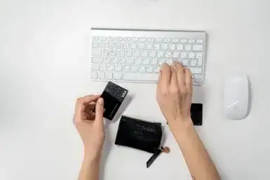 card typing into keyboard