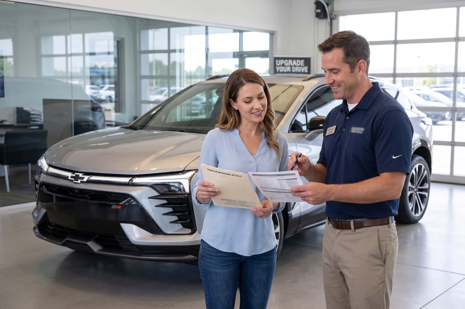 Customer exploring trade-in value at Castle Chevrolet Villa Park