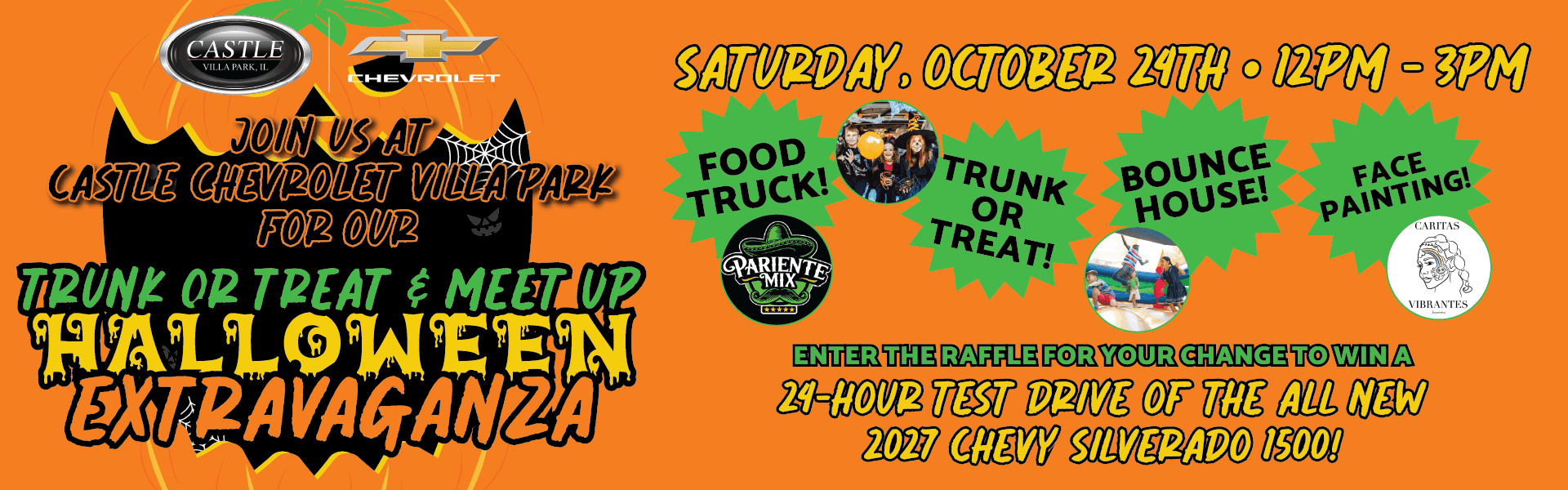 Trunk or Treat and Meet-Up Halloween Extravaganza at Castle Chevrolet Villa Park on October 24 from 12 PM to 3 PM