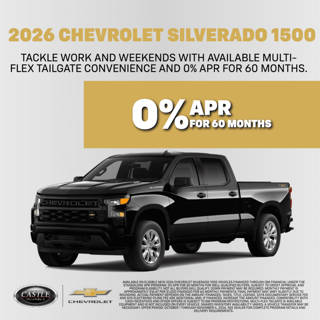 Get 0% APR for 60 months on a new 2026 Chevrolet Silverado 1500