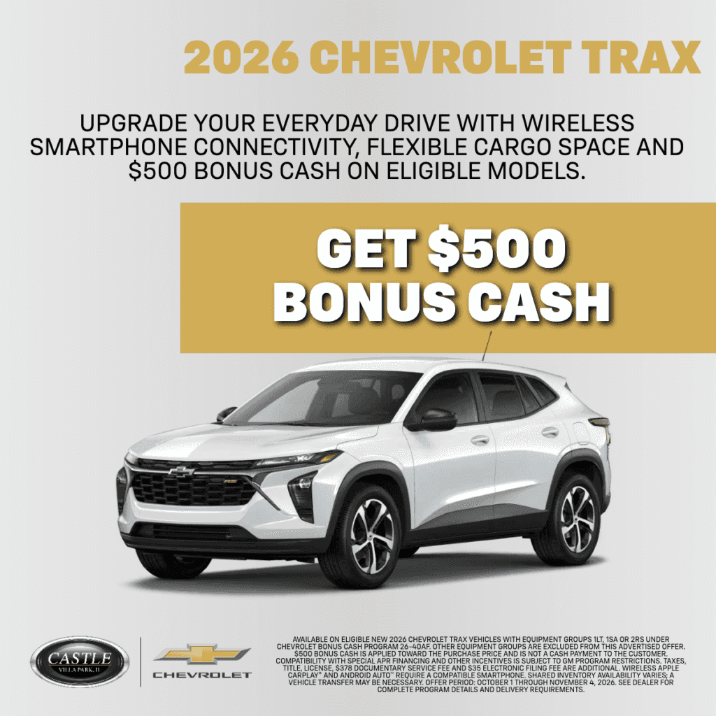 Get $500 Bonus Cash on select new 2026 Chevrolet Trax models