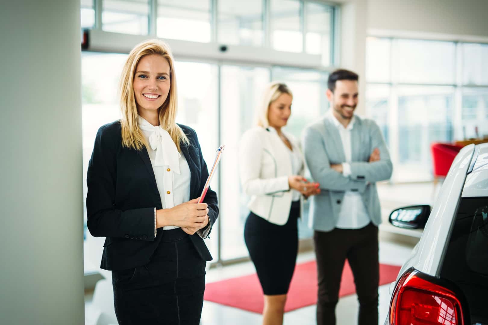 Car Dealer Discussing With Customer