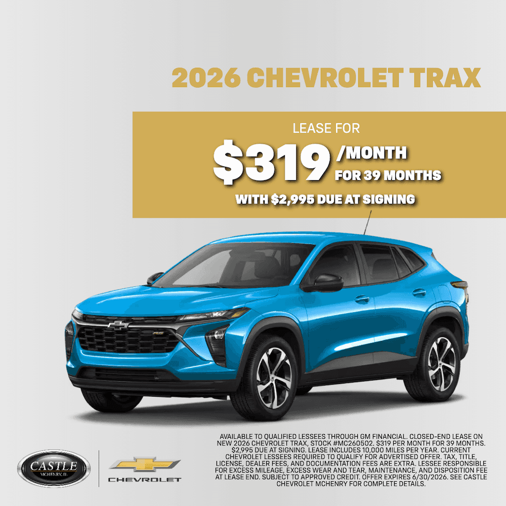 Lease a New 2026 Chevrolet Trax for $319/Month for 39 Months with $2,995 Due at Signing
