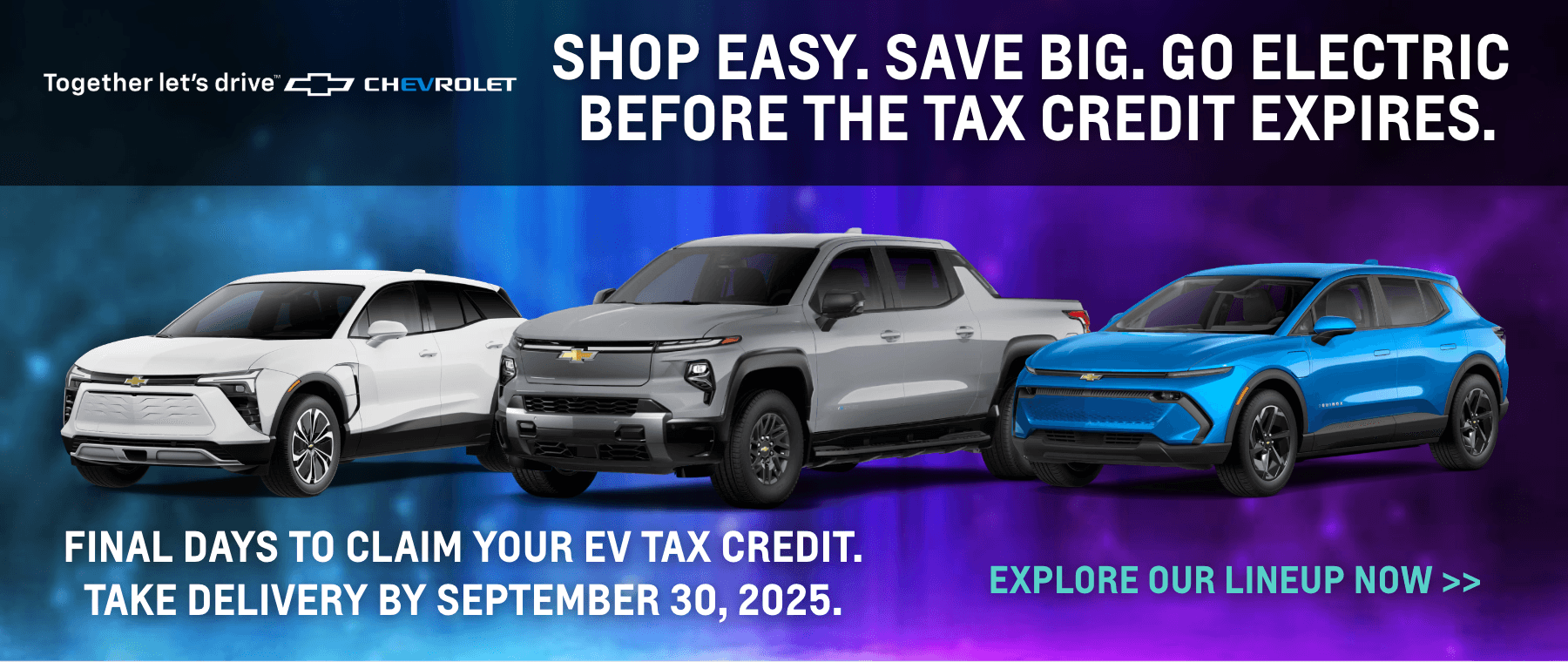 Final Days to Claim Your EV Tax Credit - Take Delivery by September 30, 2025 (desktop image)