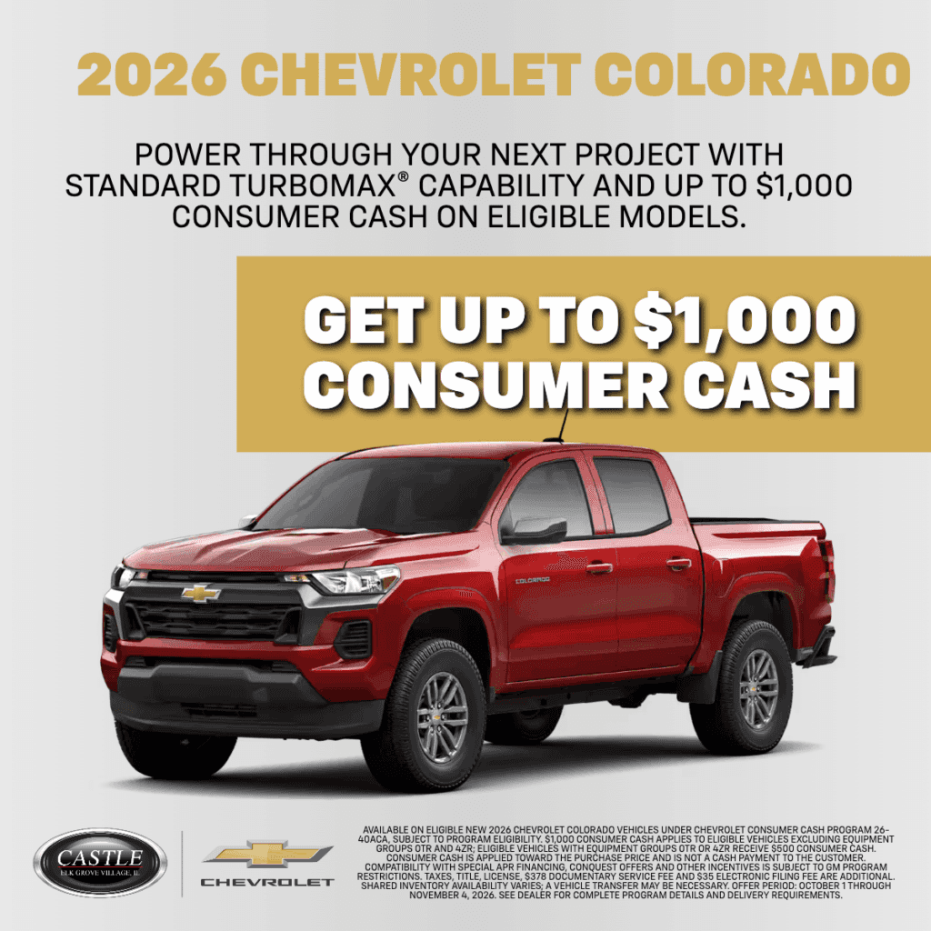Get up to $1,000 Consumer Cash on select new 2026 Chevrolet Colorado models