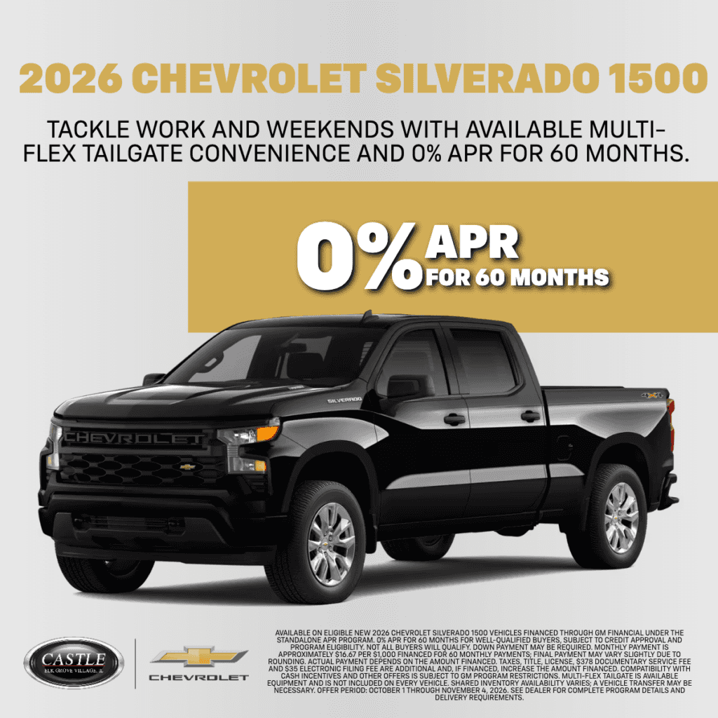 Get 0% APR for 60 months on a new 2026 Chevrolet Silverado 1500