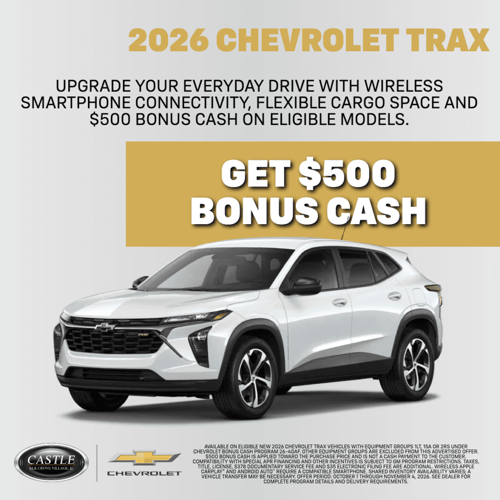 Get $500 Bonus Cash on select new 2026 Chevrolet Trax models