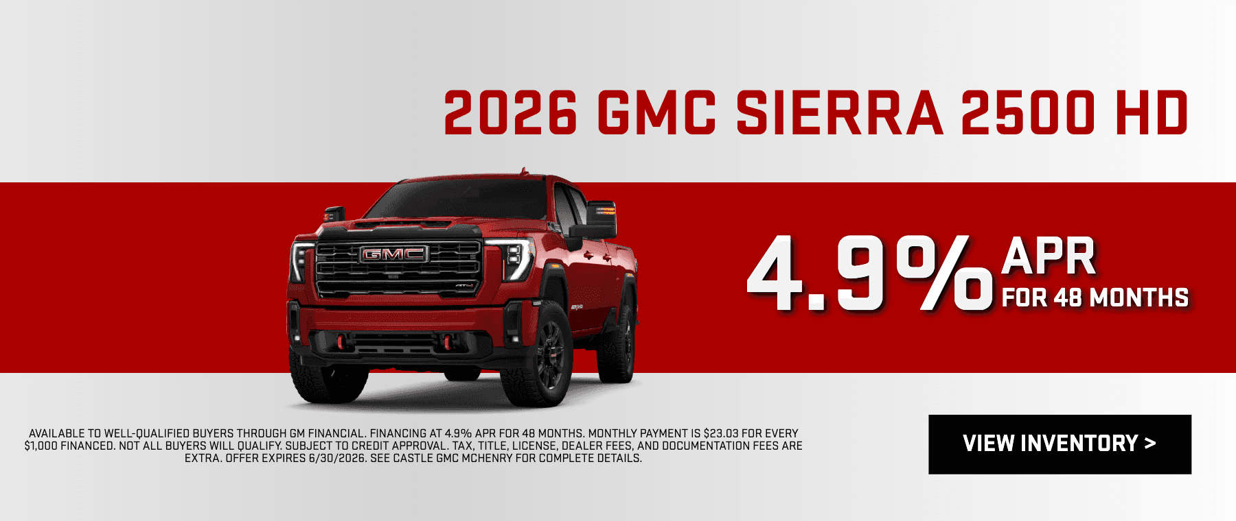 Get 4.9% APR for 48 Months on a New 2026 GMC Sierra 2500 HD