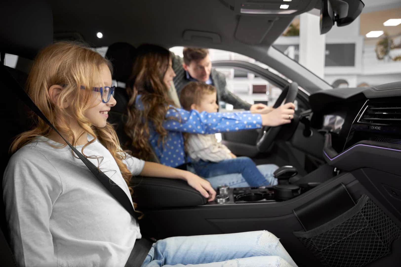 Happy family driving