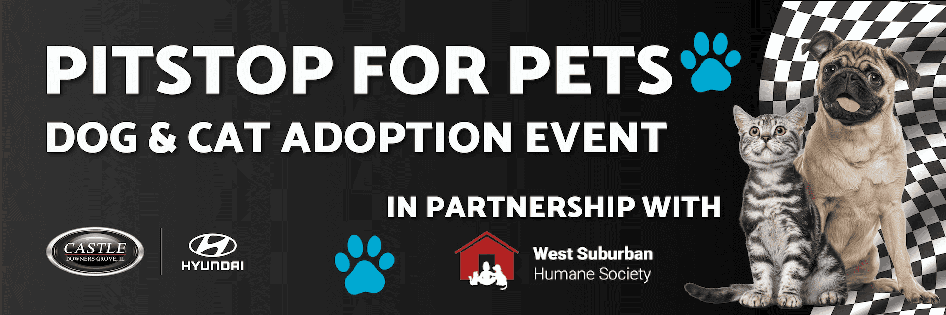 Pit Stop for Pets event banner at Castle Hyundai Downers Grove
