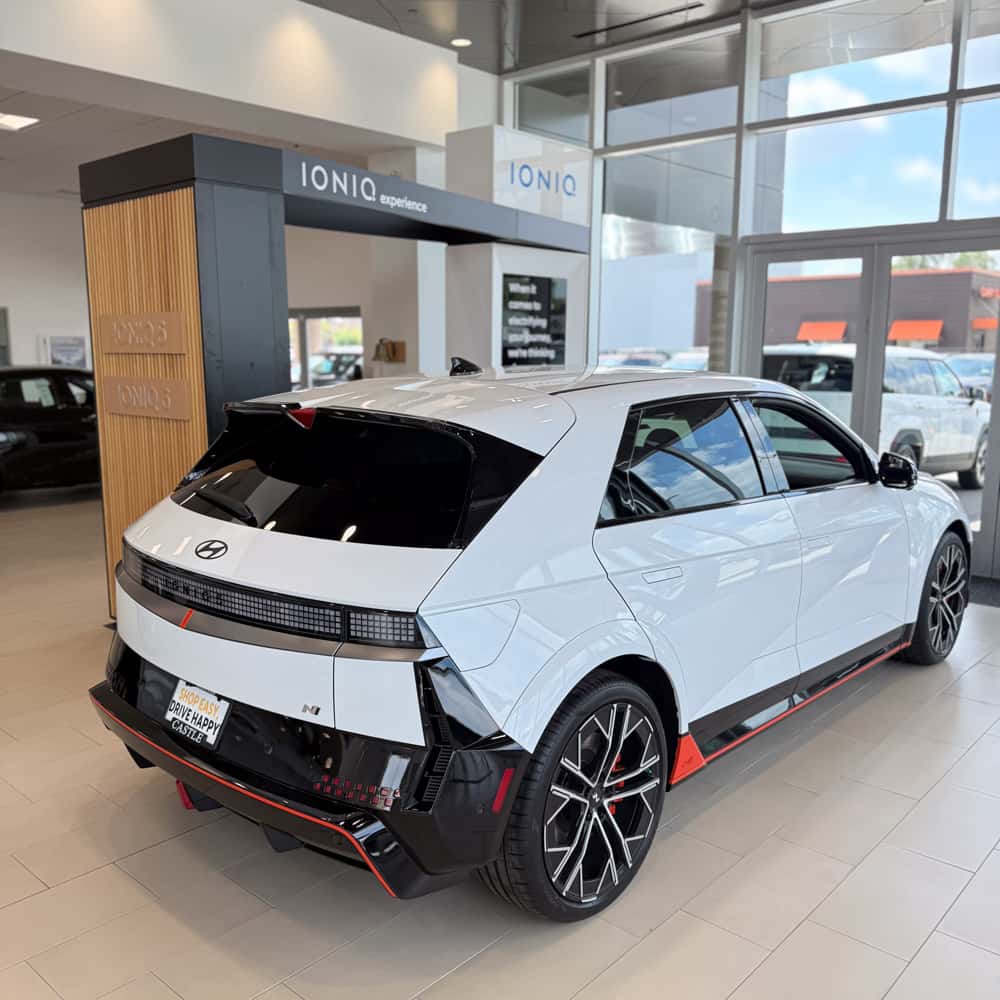 Castle Hyundai of Oak Lawn showroom with Ioniq on display