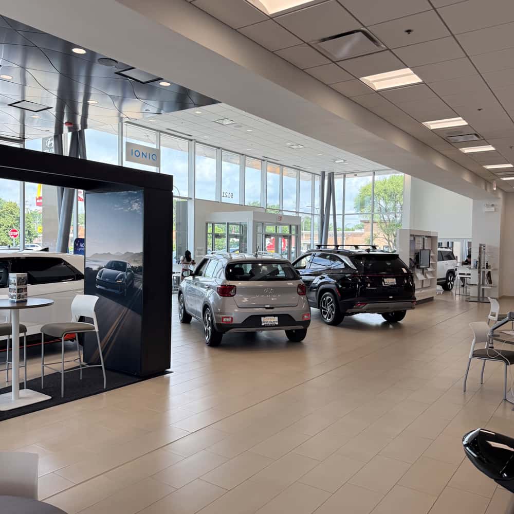 Castle Hyundai Oak Lawn's Showroom with vehicles