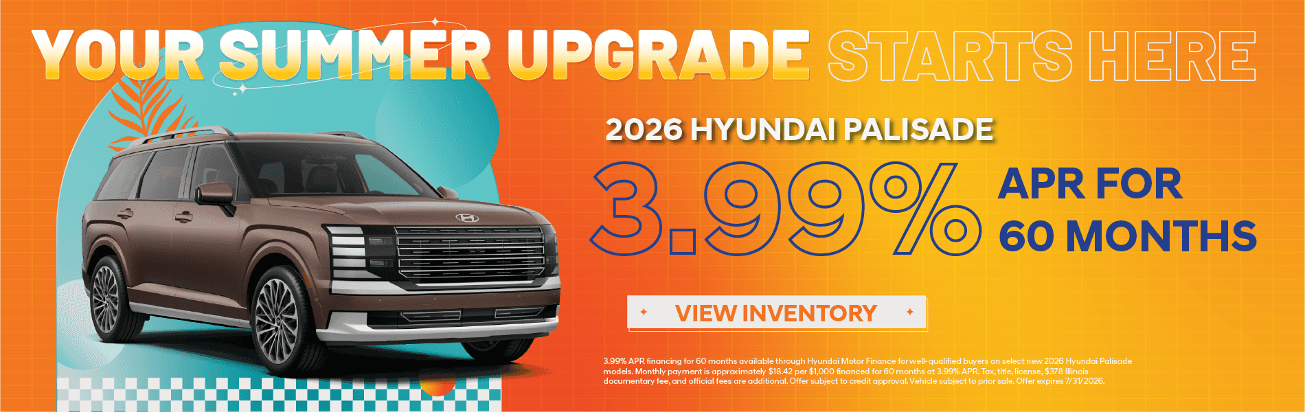 2026 Hyundai Palisade 3.99% APR Financing for 60 Months