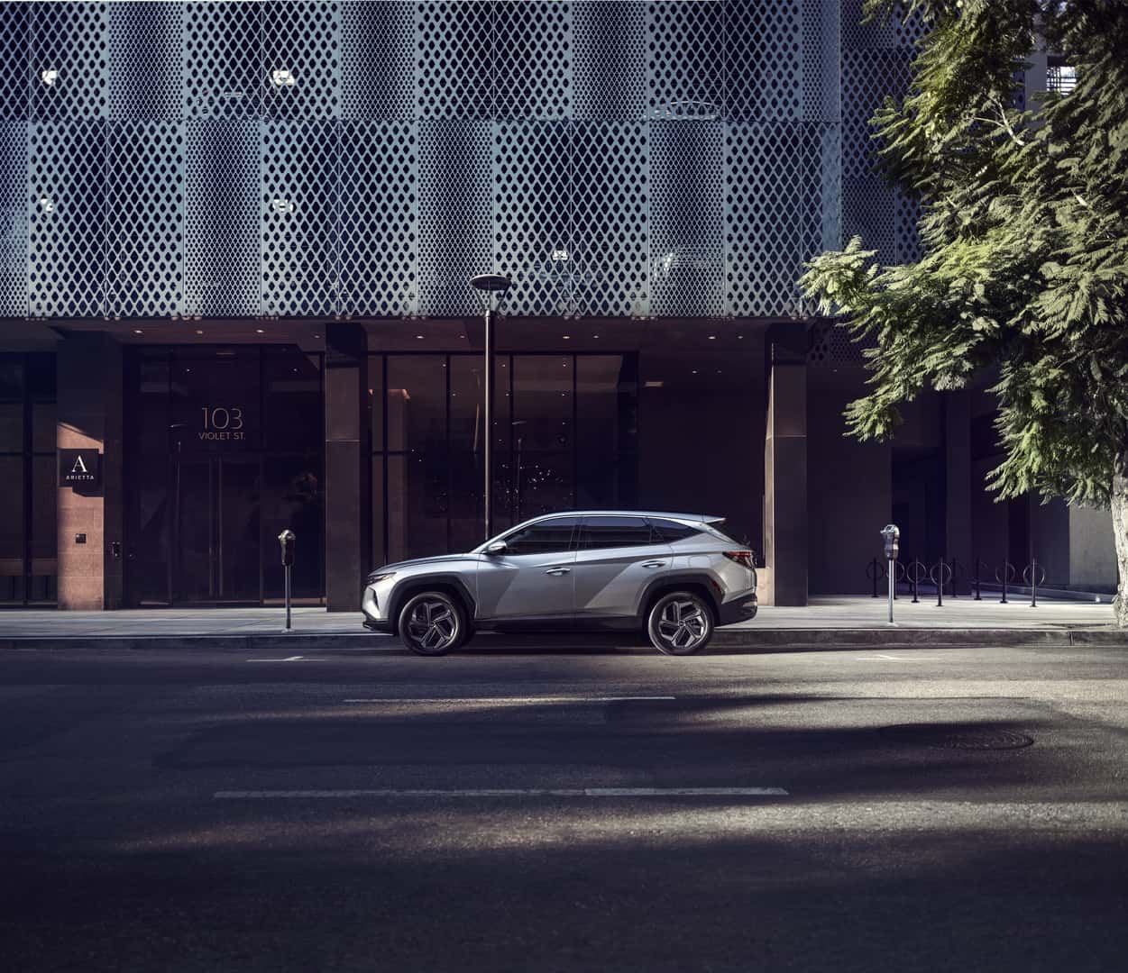 Hyundai Tucson Parked On City Street