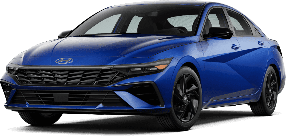 Hyundai Elantra Hybrid compact sedan in Intense Blue Pearl