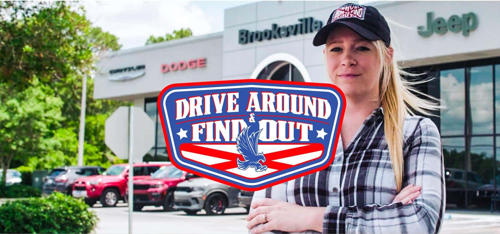 hero image woman outside dealership