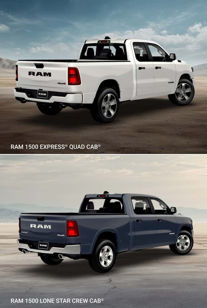 Ram 1500 Express Quad Cab Compared to the Ram 1500 Lone Star Crew Cab Bed Size