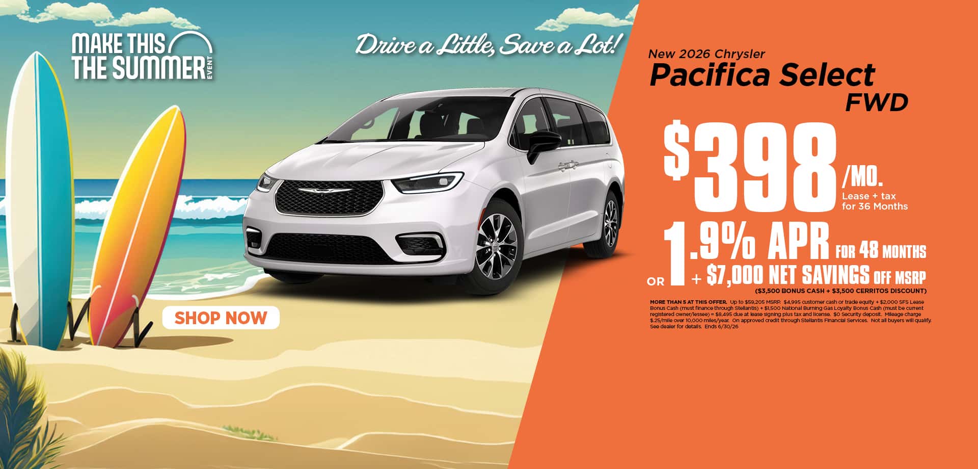 New lease a new Chrysler Pacifica for just $398/mo.