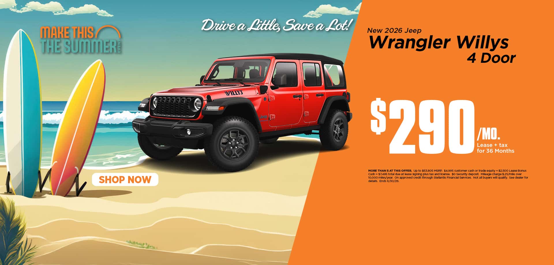 Now lease a new Wrangler for just $290 a month!