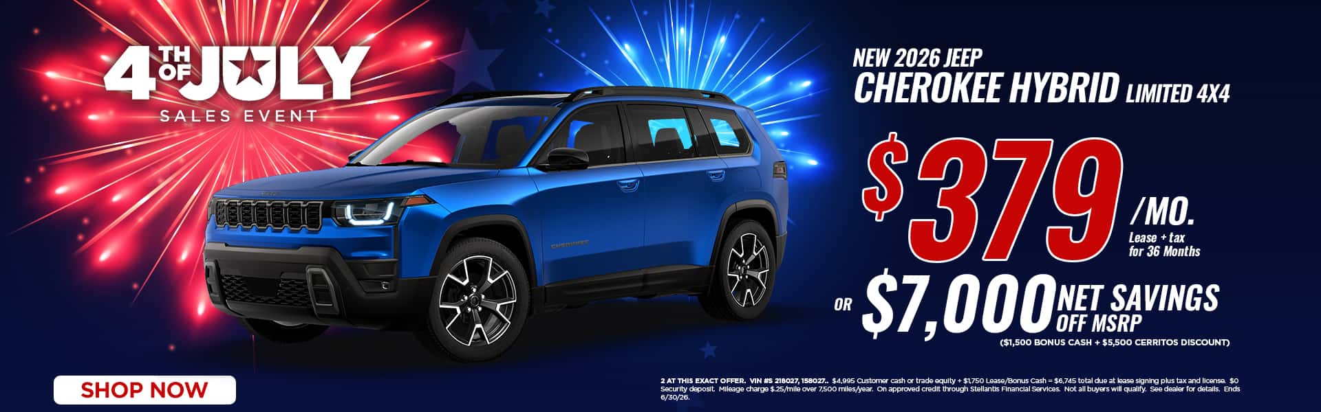 Now lease a new Cherokee Hybrid for just $379 or take 7,000 off MSRP