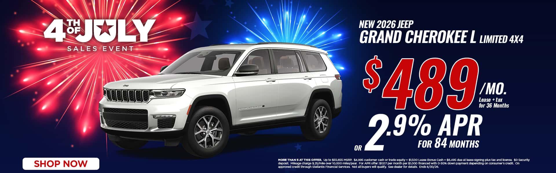 Now lease a new Jeep Grand Cherokee L for just $489/mo. or chose 2.9% APR