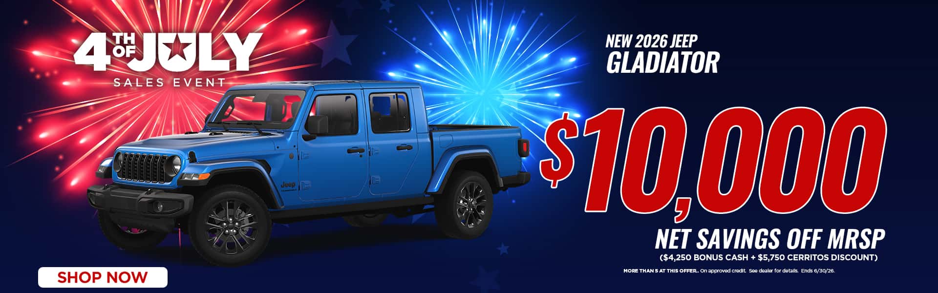 Take $10,000 off MSRP on a new Jeep Gladiator